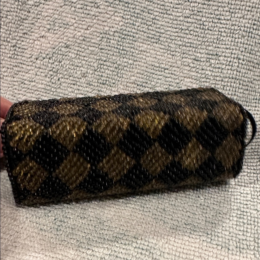 Black and Gold Beaded Lipstick Case